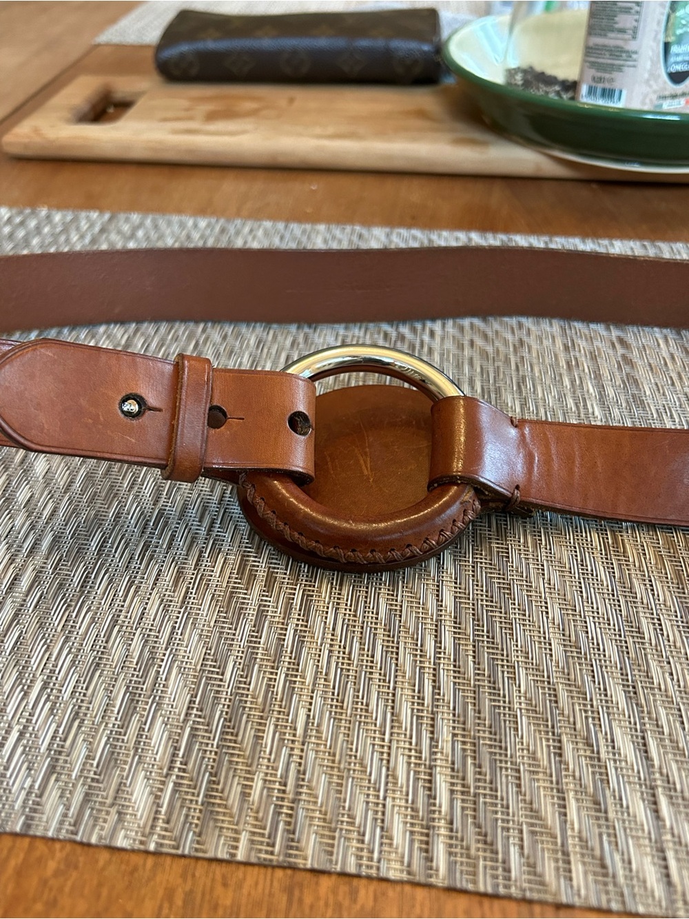 Ralph Lauren Tan Leather Belt with Silver Circular Buckle 🤩🥳 🔥😻. Used - Picture 6 of 9
